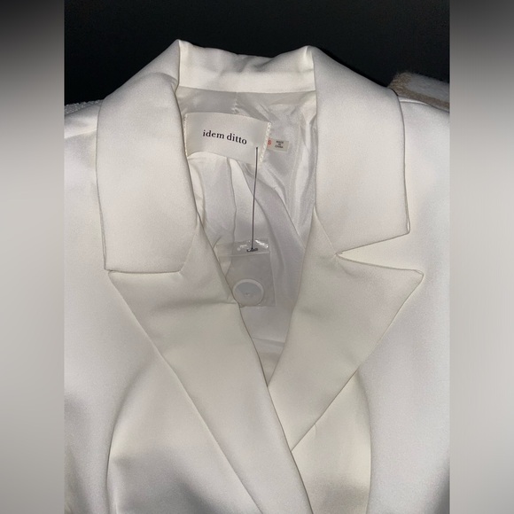 White Blazer Dress Double Breasted Cutout Waist - Picture 5 of 9